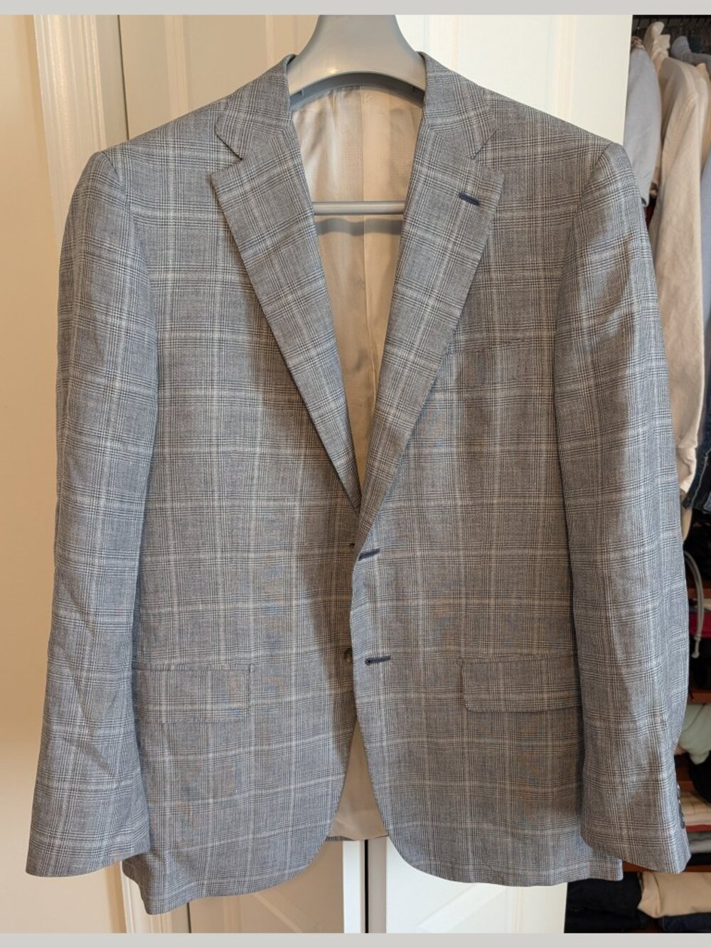 NWT Isaia Napoli Gray Plaid Wool Silk Linen Blend Sport Coat Jacke EU50R US40R